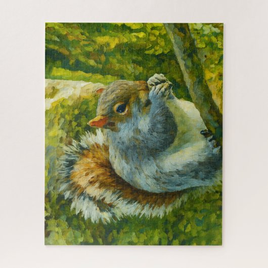 Impressionistisches Eichhörnchen in Forest Foliage Puzzle (Vertikal)