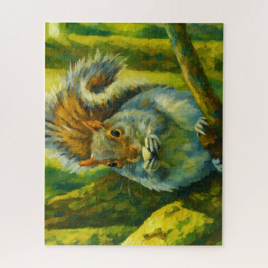 Impressionistisches Eichhörnchen in Forest Foliage Puzzle (Vertikal)