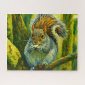 Impressionistisches Eichhörnchen in Forest Foliage Puzzle (Horizontal)
