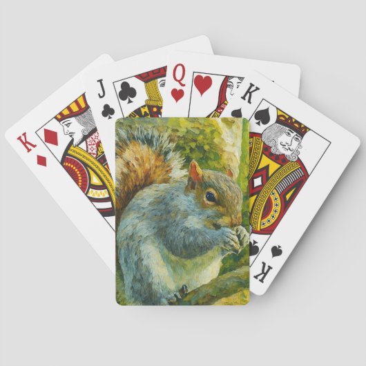 Impressionistisches Eichhörnchen in Forest Foliage Spielkarten (Rückseite)