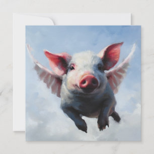 Impressionistisches fliegendes Schwein Blaue Himme Einladung