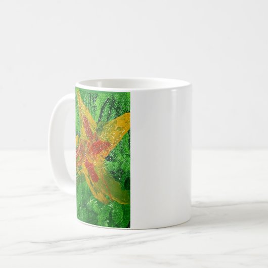 Impressionistisches Gemälde einer Pumpkin-Blume Kaffeetasse (Vorderseite Links)