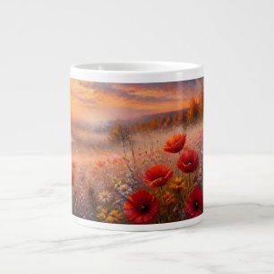 Impressionistisches Gemälde eines Mohnfeldes bei S Jumbo-Tasse