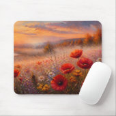Impressionistisches Gemälde eines Mohnfeldes bei S Mousepad (Mit Mouse)