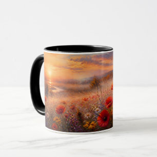 Impressionistisches Gemälde eines Mohnfeldes bei S Tasse