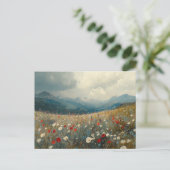 Impressionistisches Gemälde Wildblume Landschaft Postkarte (Stehend Vorderseite)