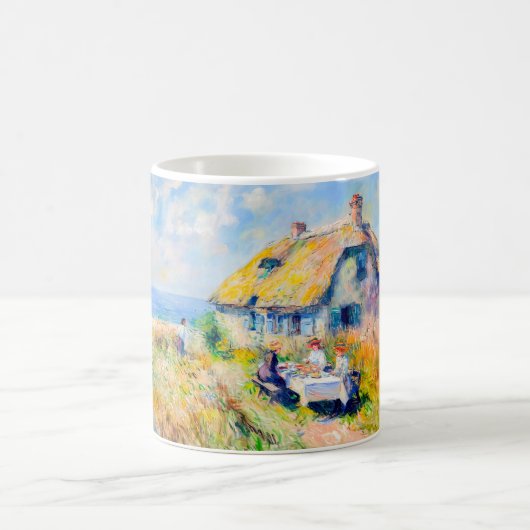 Impressionistisches Haus am Meer – Küstenkunstbech Kaffeetasse (Mittel)