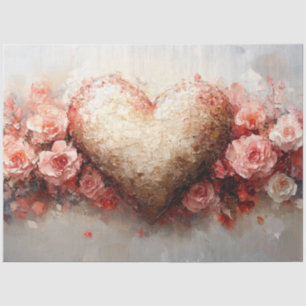 Impressionistisches Herz & Blumen Valentinstag Dec Seidenpapier