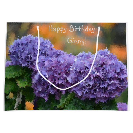 Impressionistisches Hydrangea Happy Birthday Große Geschenktüte (Vorderseite)