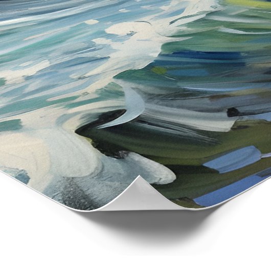 Impressionistisches Leuchtturmgemälde im Küstenlan Poster (Ecke)