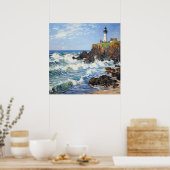 Impressionistisches Leuchtturmgemälde im Küstenlan Poster (Küche)