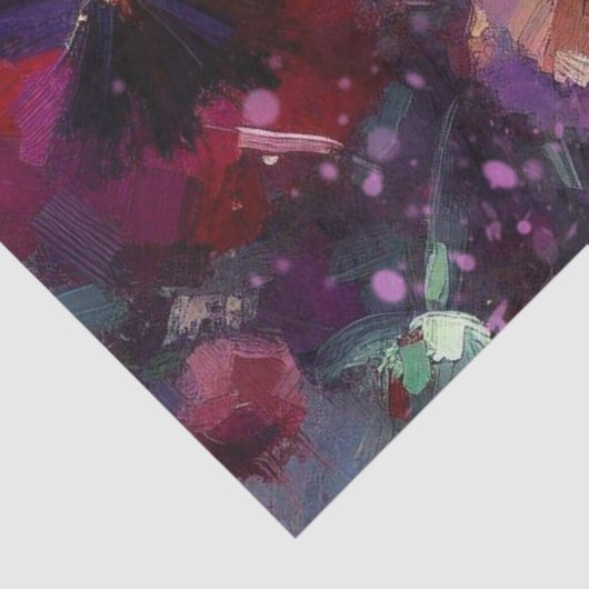 Impressionistisches Maroon Stiefmütterchen Blumend Seidenpapier (Detail)