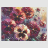 Impressionistisches Maroon Stiefmütterchen Blumend Seidenpapier (Vorderseite)