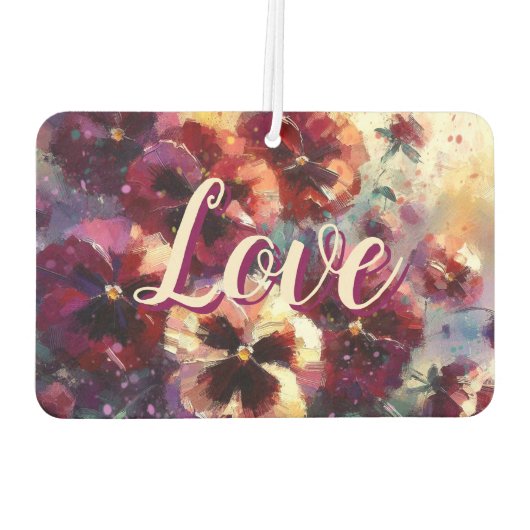 Impressionistisches Maroon Stiefmütterchen Blumeng Autolufterfrischer (Rückseite)