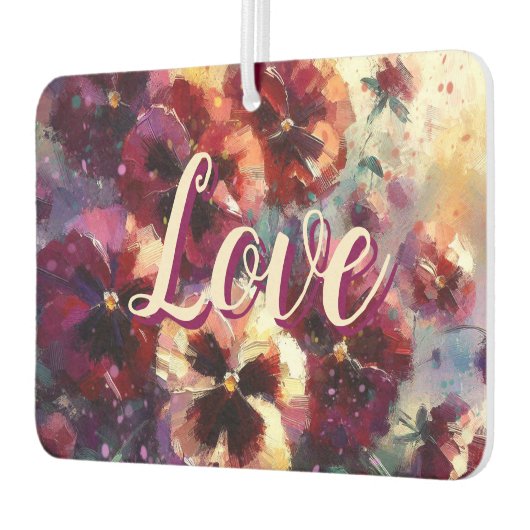 Impressionistisches Maroon Stiefmütterchen Blumeng Autolufterfrischer (Links)