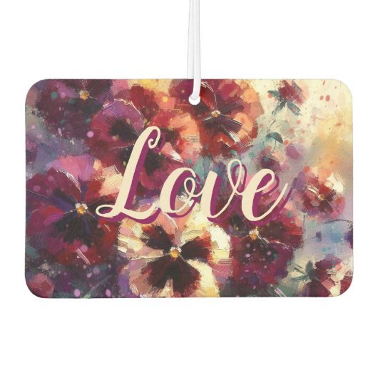 Impressionistisches Maroon Stiefmütterchen Blumeng Autolufterfrischer (Vorderseite)