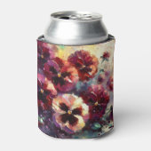 Impressionistisches Maroon Stiefmütterchen Blumeng Dosenkühler (Kanne Vorderseite)