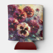 Impressionistisches Maroon Stiefmütterchen Blumeng Dosenkühler (Rückseite)