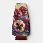 Impressionistisches Maroon Stiefmütterchen Blumeng Flaschenkühler (Vorderseite)