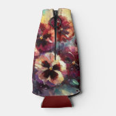 Impressionistisches Maroon Stiefmütterchen Blumeng Flaschenkühler (Rückseite)