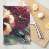 Impressionistisches Maroon Stiefmütterchen Blumeng Geschirrtuch (Viertel Falte)