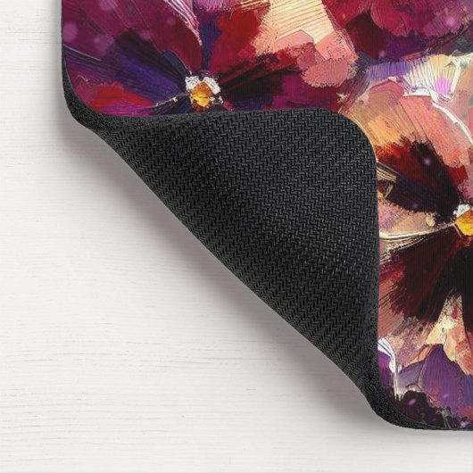 Impressionistisches Maroon Stiefmütterchen Blumeng Mousepad (Ecke)