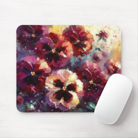 Impressionistisches Maroon Stiefmütterchen Blumeng Mousepad (Mit Mouse)