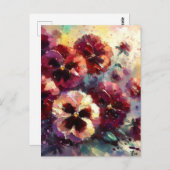 Impressionistisches Maroon Stiefmütterchen Blumeng Postkarte (Vorne/Hinten)