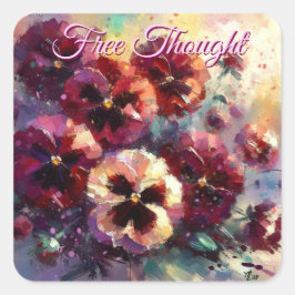 Impressionistisches Maroon Stiefmütterchen Blumeng Quadratischer Aufkleber