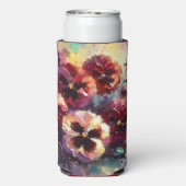 Impressionistisches Maroon Stiefmütterchen Blumeng Selters Dosenkühler (Seltzer Rückseite)