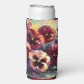 Impressionistisches Maroon Stiefmütterchen Blumeng Selters Dosenkühler (Seltzer Vorderseite)