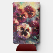 Impressionistisches Maroon Stiefmütterchen Blumeng Selters Dosenkühler (Rückseite)