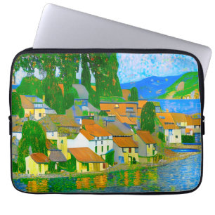 Impressionistisches Mittelmeer-Dorf am Meer Laptopschutzhülle