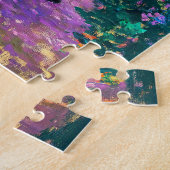 Impressionistisches Ölgemälde der Katze auf Blume Puzzle (Seite)