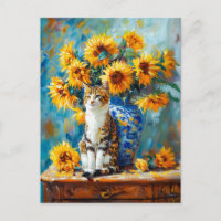 Impressionistisches Ölgemälde der Katze durch Sonn