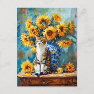 Impressionistisches Ölgemälde der Katze durch Sonn Postkarte