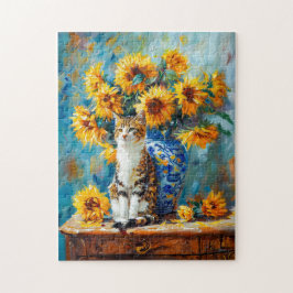 Impressionistisches Ölgemälde der Katze durch Sonn Puzzle