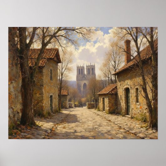 Impressionistisches Ölgemälde einer gepflasterten Poster (Vorne)
