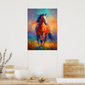 Impressionistisches Rennpferd Farbige Tier Poster (Küche)
