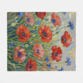Impressionistisches rotes Mohnfeld Fleecedecke (Vorderseite (Horizontal))