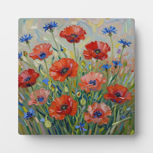 Impressionistisches rotes Mohnfeld Fotoplatte (Vorderseite)