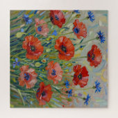 Impressionistisches rotes Mohnfeld Puzzle (Horizontal)