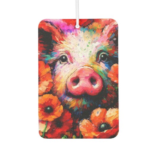 Impressionistisches Schweinefieber in Roter Mohn-B Autolufterfrischer (Vorderseite)