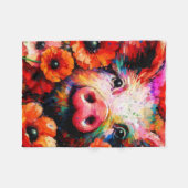 Impressionistisches Schweinefieber in Roter Mohn-B Fleecedecke (Vorderseite (Horizontal))