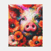 Impressionistisches Schweinefieber in Roter Mohn-B Fleecedecke (Vorderseite)