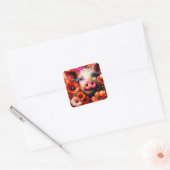 Impressionistisches Schweinefieber in Roter Mohn-B Quadratischer Aufkleber (Umschlag)