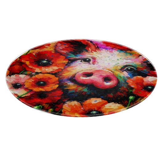 Impressionistisches Schweinefieber in Roter Mohn-B Schneidebrett (Ecke)