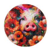 Impressionistisches Schweinefieber in Roter Mohn-B Schneidebrett (Vorderseite)