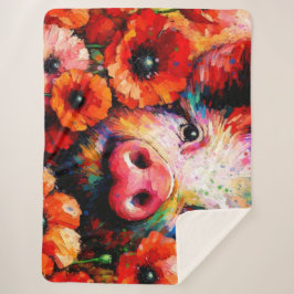 Impressionistisches Schweinefieber in Roter Mohn-B Sherpadecke