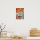 Impressionistisches Segelboot Golden Sunset Poster (Küche)